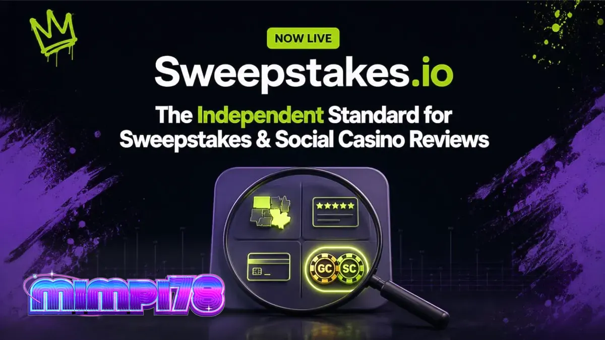 Layar antarmuka platform perbandingan kasino sosial Sweepstakes.io